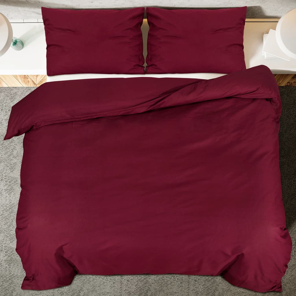 vidaXL Ensemble de housse de couette Bordeaux 240x220 cm Microfibre - 5