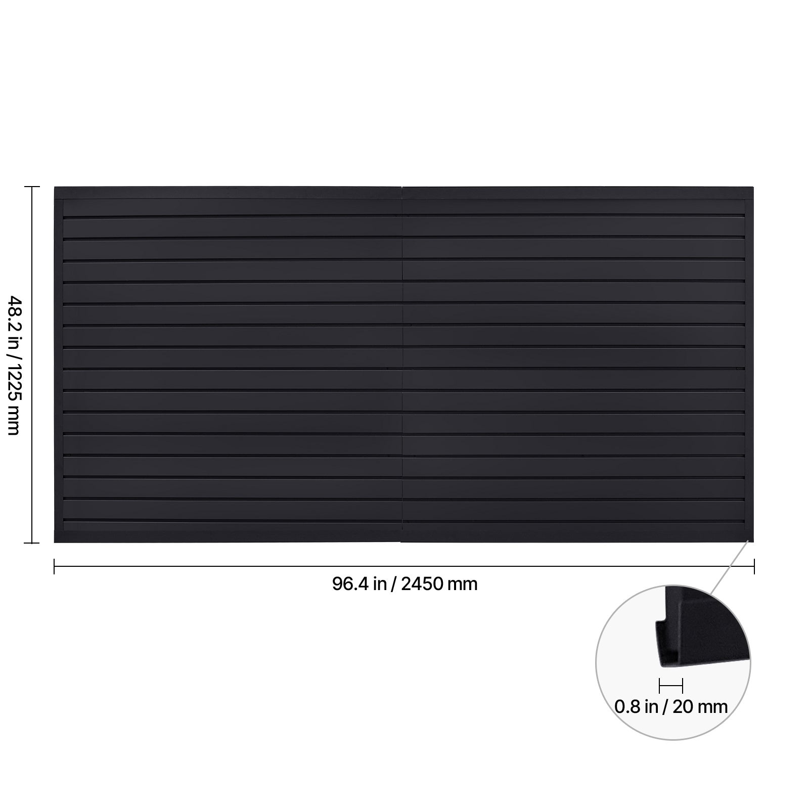 Panneau mural a lattes SucceBuy pour garage, 1225 x 2450 mm, panneau en PVC avec design modulaire, pour outils, organisation, stockage, atelier, noir - 9
