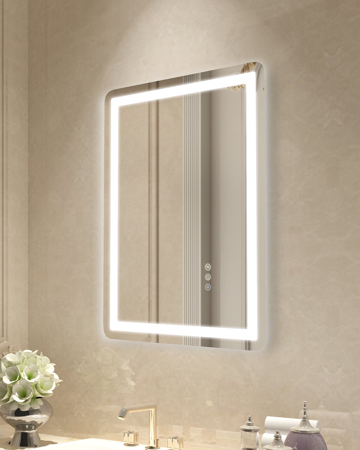 Lustro łazienkowe LED Lustro kosmetyczne 3 kolory montowane na ścianie 50x70cm VEVOR