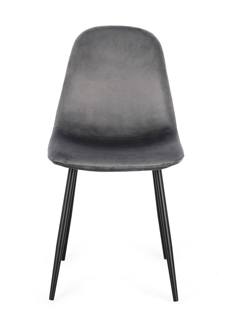 Zestaw 6 krzeseł do jadalni z włókna syntetycznego, kolor czarny/ciemnoszary