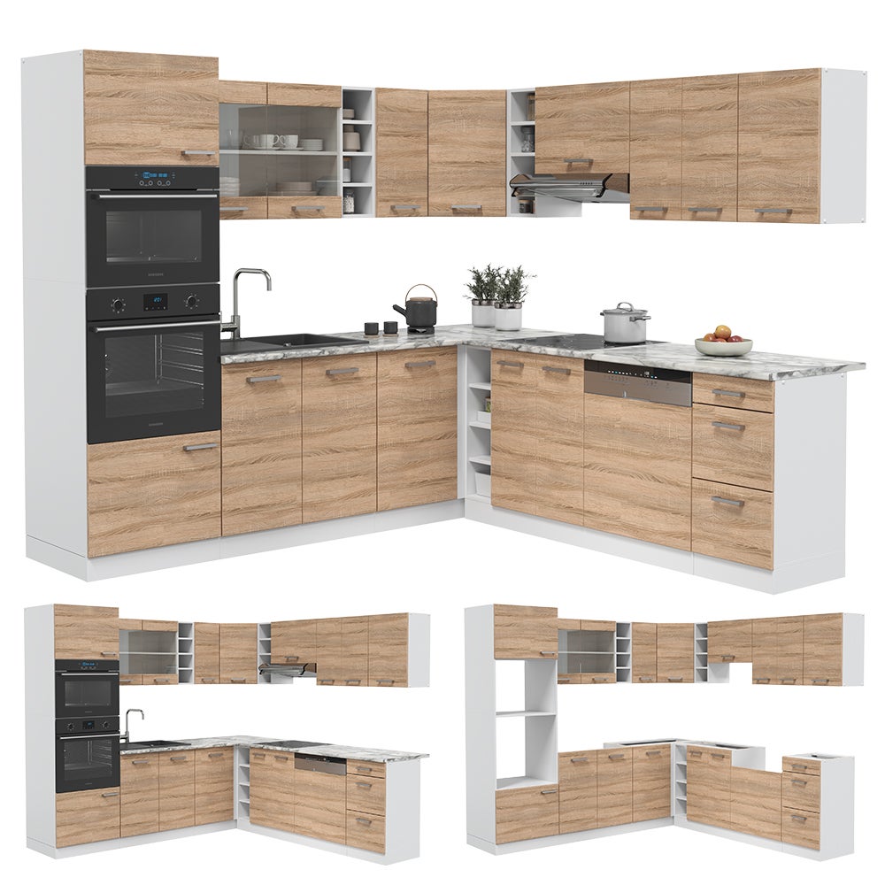 Vicco Cuisine en angle R-Line, Sonoma/Blanc, 247 x 237 cm, PT Chêne - 9