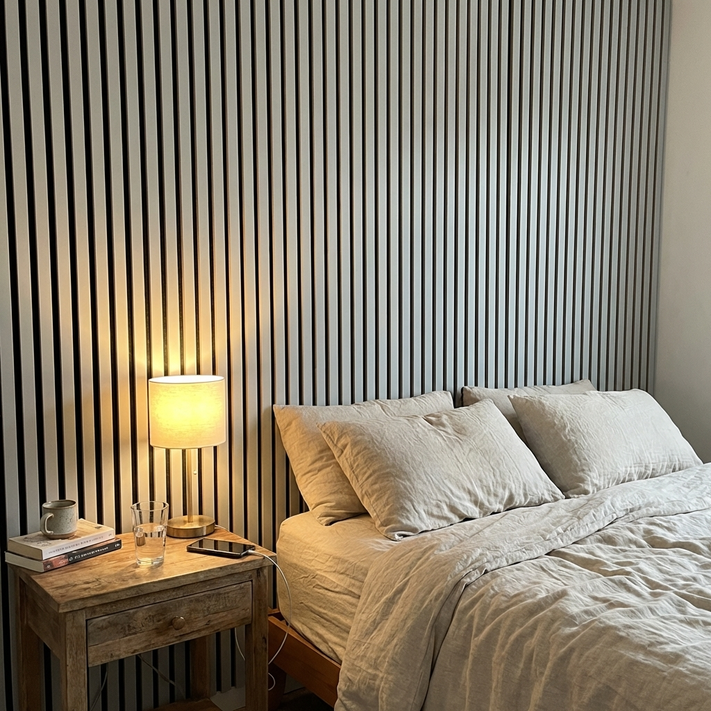 Lot de 2 - 240 x 60 cm - Panneau Tasseaux - Gris Cuir - Feutrine Noir - Qualité Premium - ep 21mm - 9