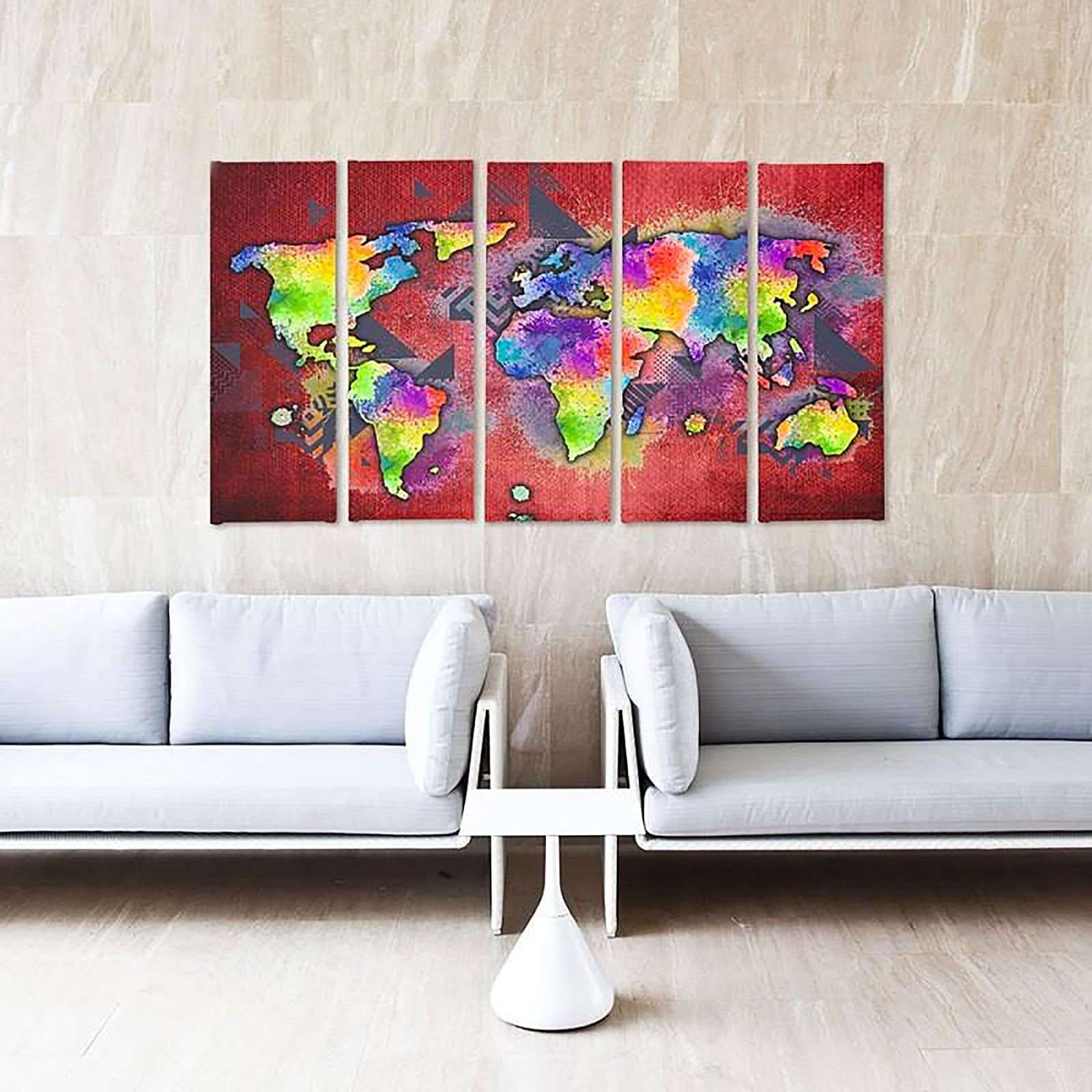 Tableau carte colorée du monde - 100 x 70 cm - 4