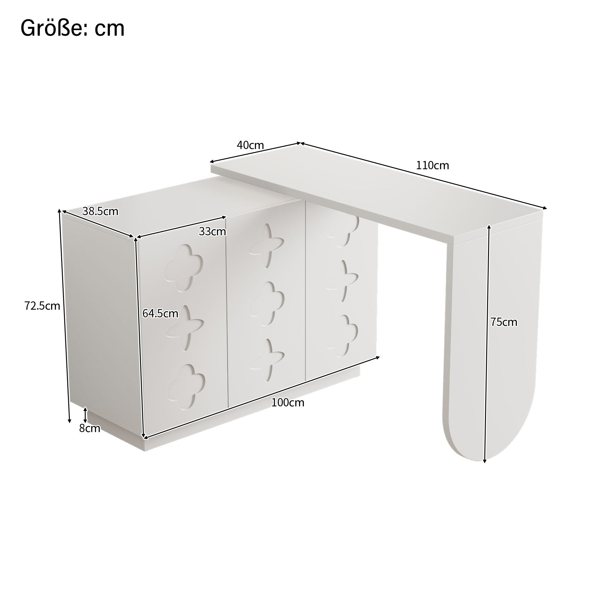 Bureau d'angle en L blanc avec rangement intégré, plateau pivotant à ...