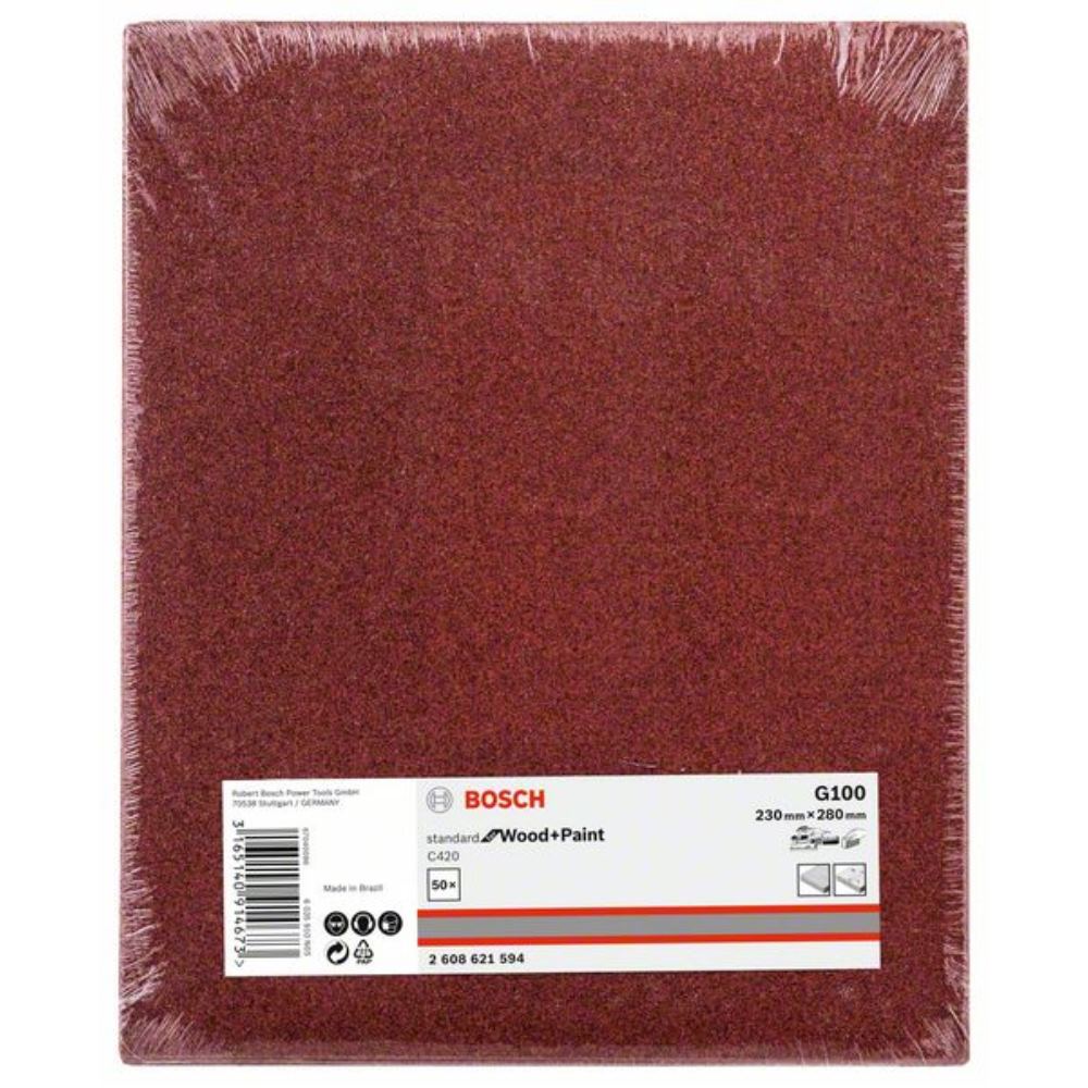 Folha de moagem de papel C420 padrão para madeira e tinta. 230 x 280 mm. 100 VPE: 50 - 2