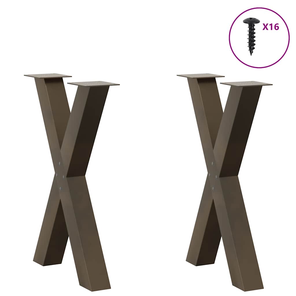 Maison Exclusive - Pieds de table à manger en forme de X, 2 pièces, acier l, 60 x (72-73) cm - 3