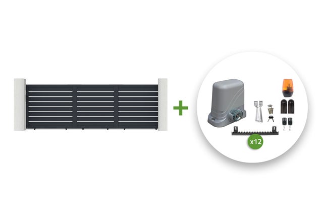 Portail coulissant électrique 5x1,6m VOGEL + Motorisation TANKER C600