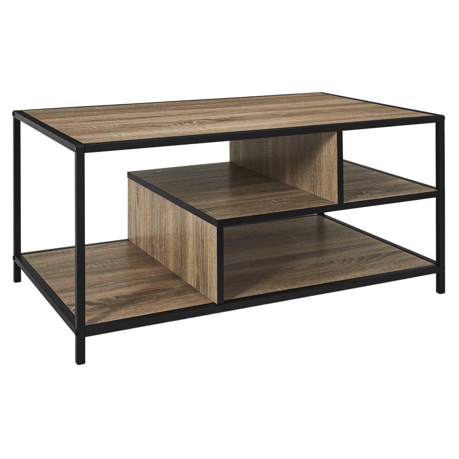 Stolik kawowy Edison prostokątny INTESI industrialny loftowy drewniany blat 90x55 cm 1 szt.
