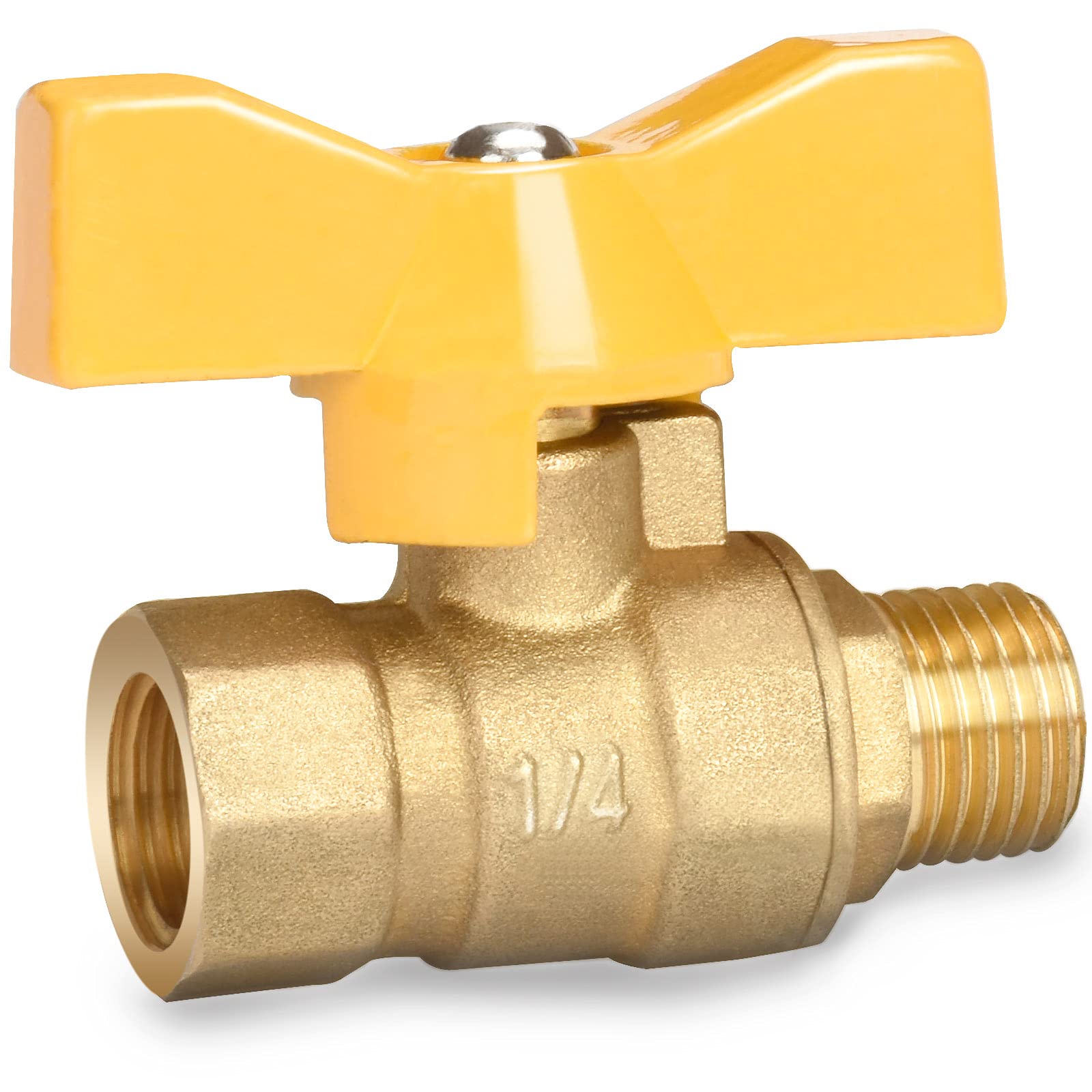 Valvola A Sfera In Ottone Da 3/8 Di Pollice - Attacchi Femmina/maschio - Maniglia A Farfalla - PN16 - Per Acqua, Olio, Gas - 2
