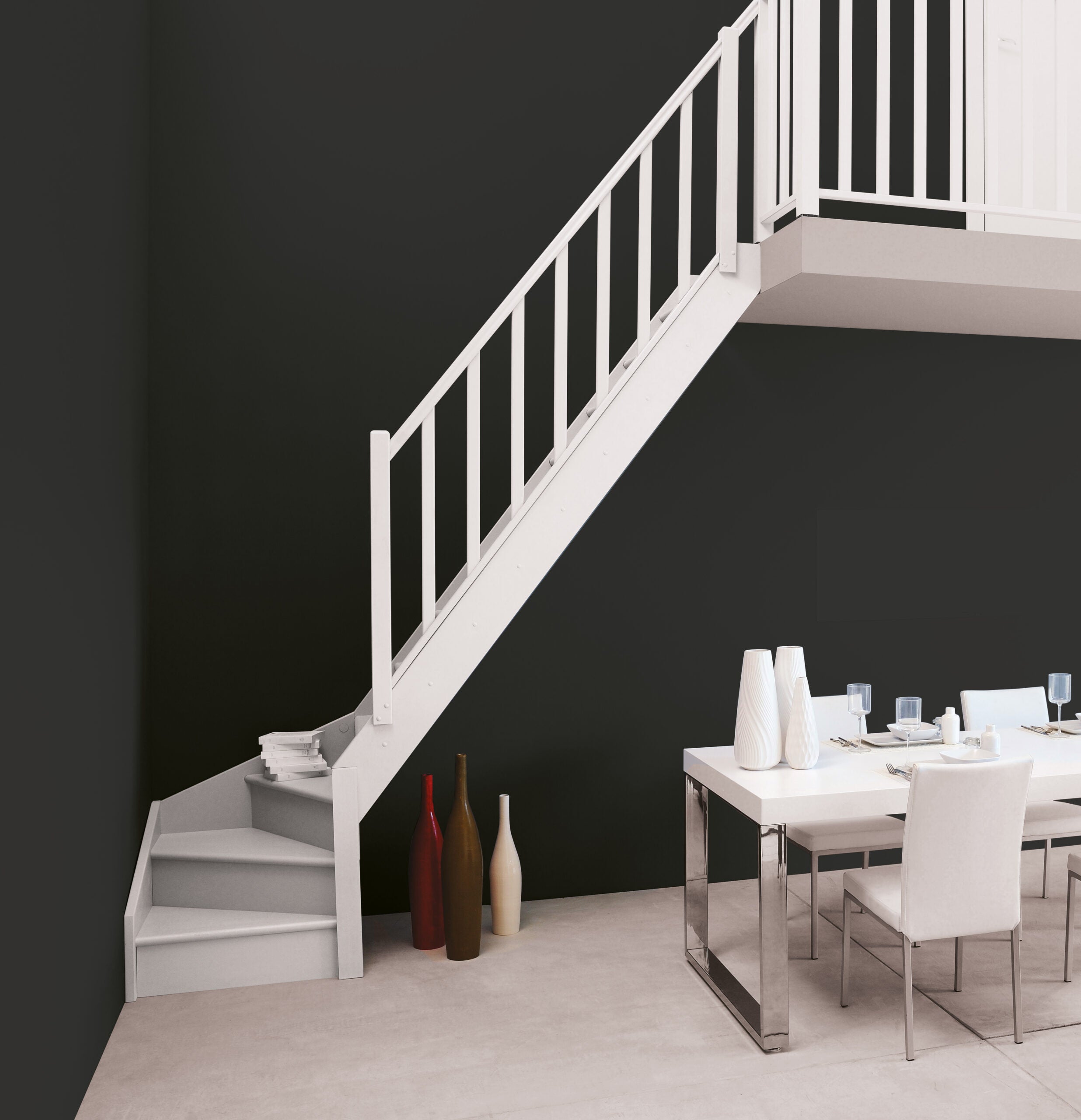 Escalier bois quart-tournant gauche avec balustre, Normandie KORDO - 3