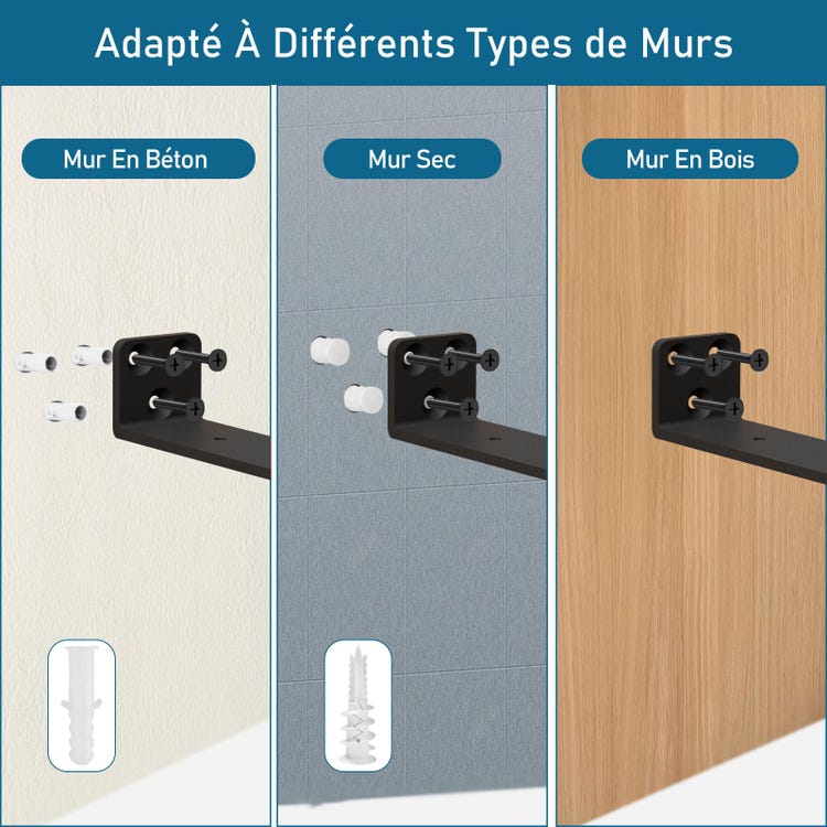 4 Pièces Equerre Etagere Murale 12,7 cm, Supports D'Étagère D'angle Robustes À Fixation Murale, Support Étagère Mural En Métal Pour Étagères Ouvertes - 5