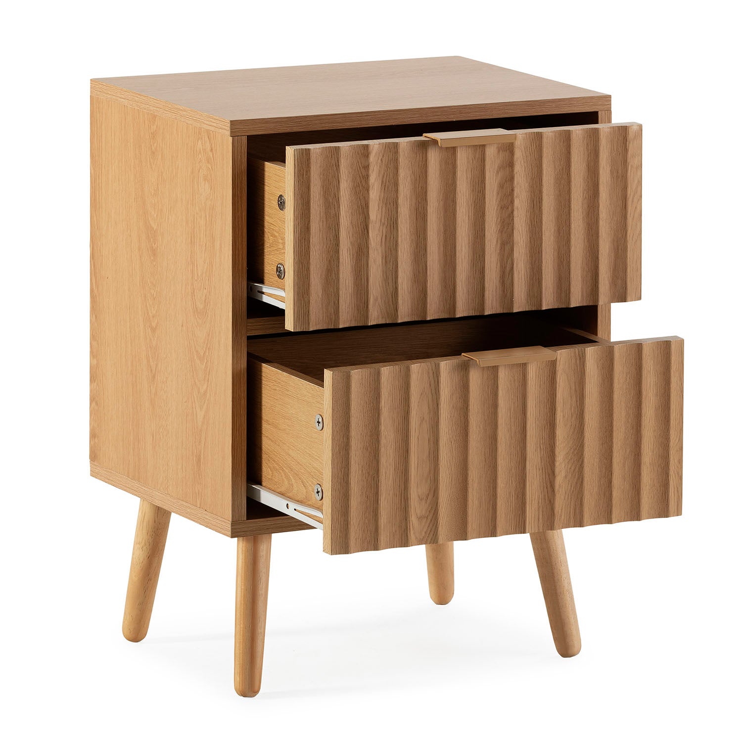 Table de chevet Lluvia 2 tiroirs couleur chêne - 3