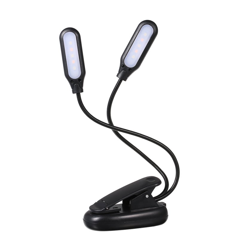 Lampka Stołowa 10 LED, 2 Kolory, 3 Tryby Oświetlenia - Podstawa z Klipsem, Elastyczna Rurka, Port USB, Akumulator 1000mAh