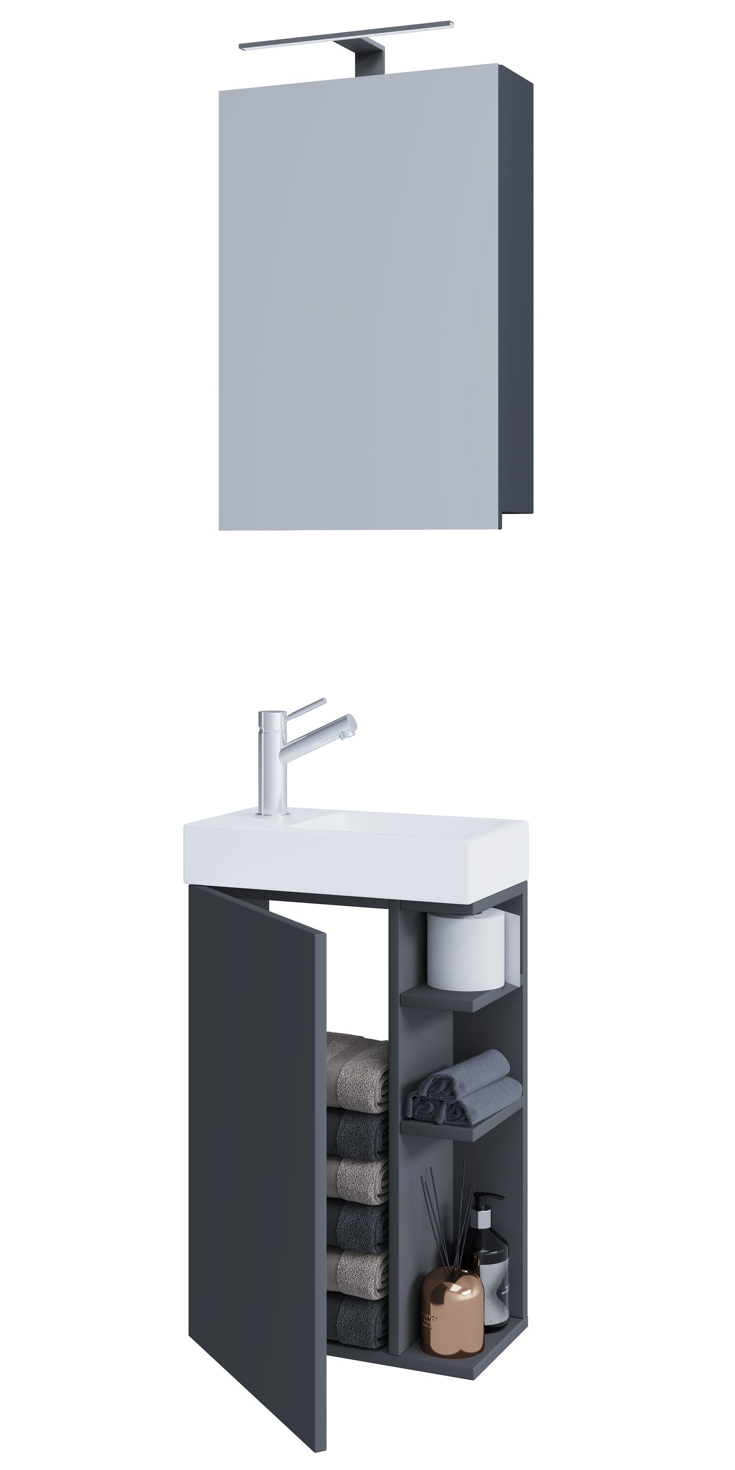 umywalka do mebli łazienkowych Lumia Antracyt W. 129 x S. 40 x G. 22 cm