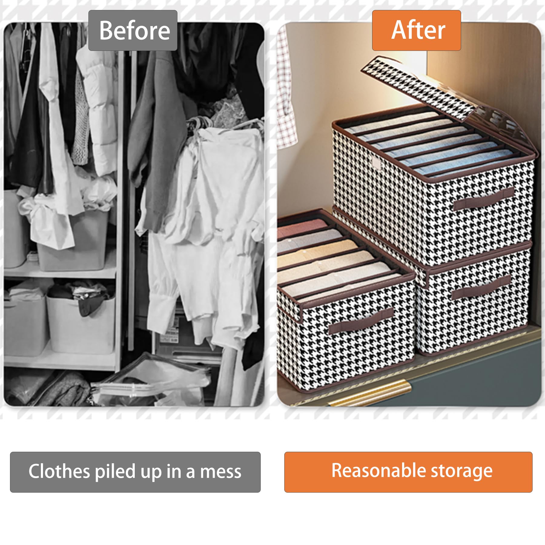 Coffret de rangement et de rangement en tissu 3 pièces, séparateurs de tiroirs à vêtements, boîtes de rangement pliables (6 couches) - 2