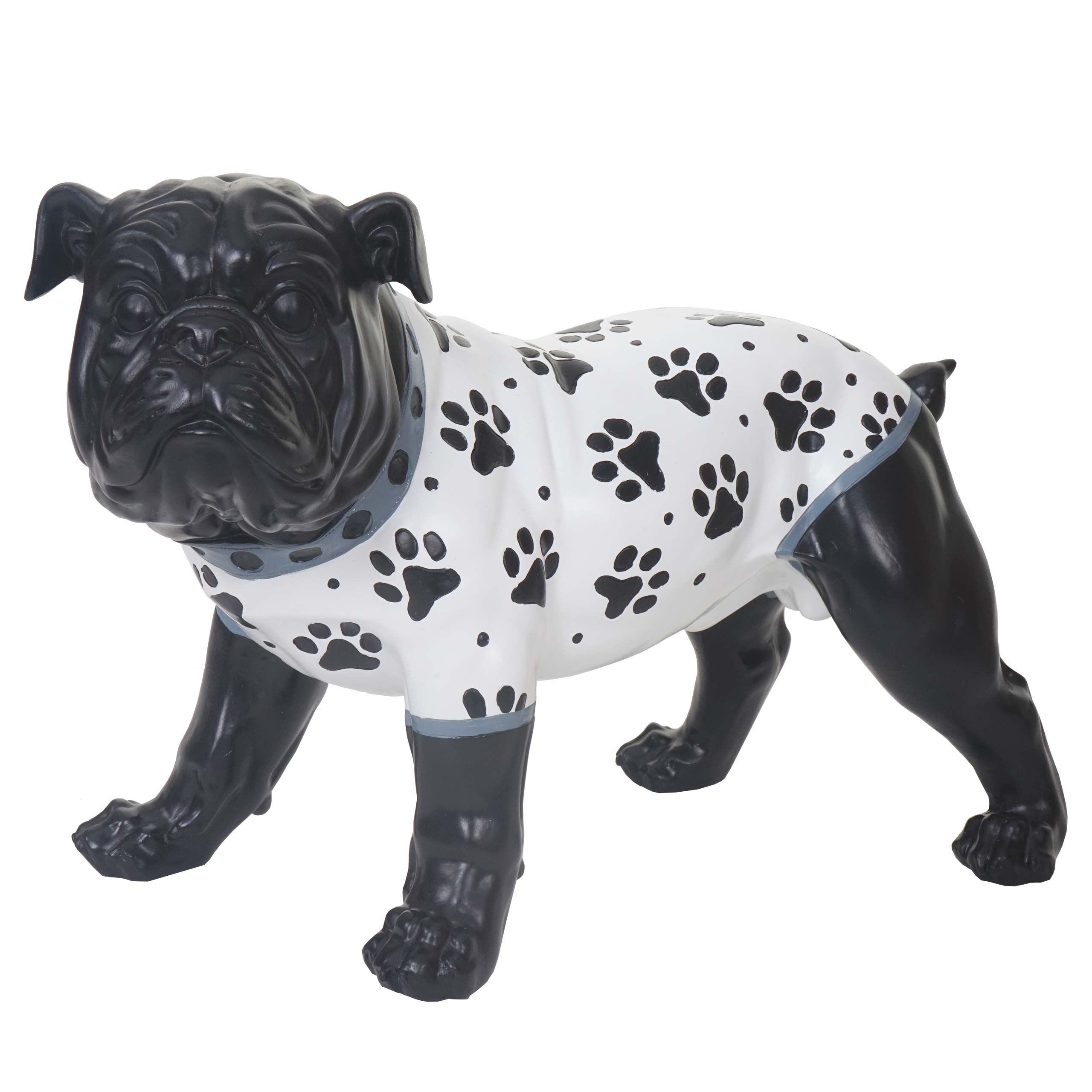Figurka dekoracyjna buldoga 24 cm, pies rzeźba polyresin, wewnątrz / na zewnątrz, ręcznie malowane z kurtką