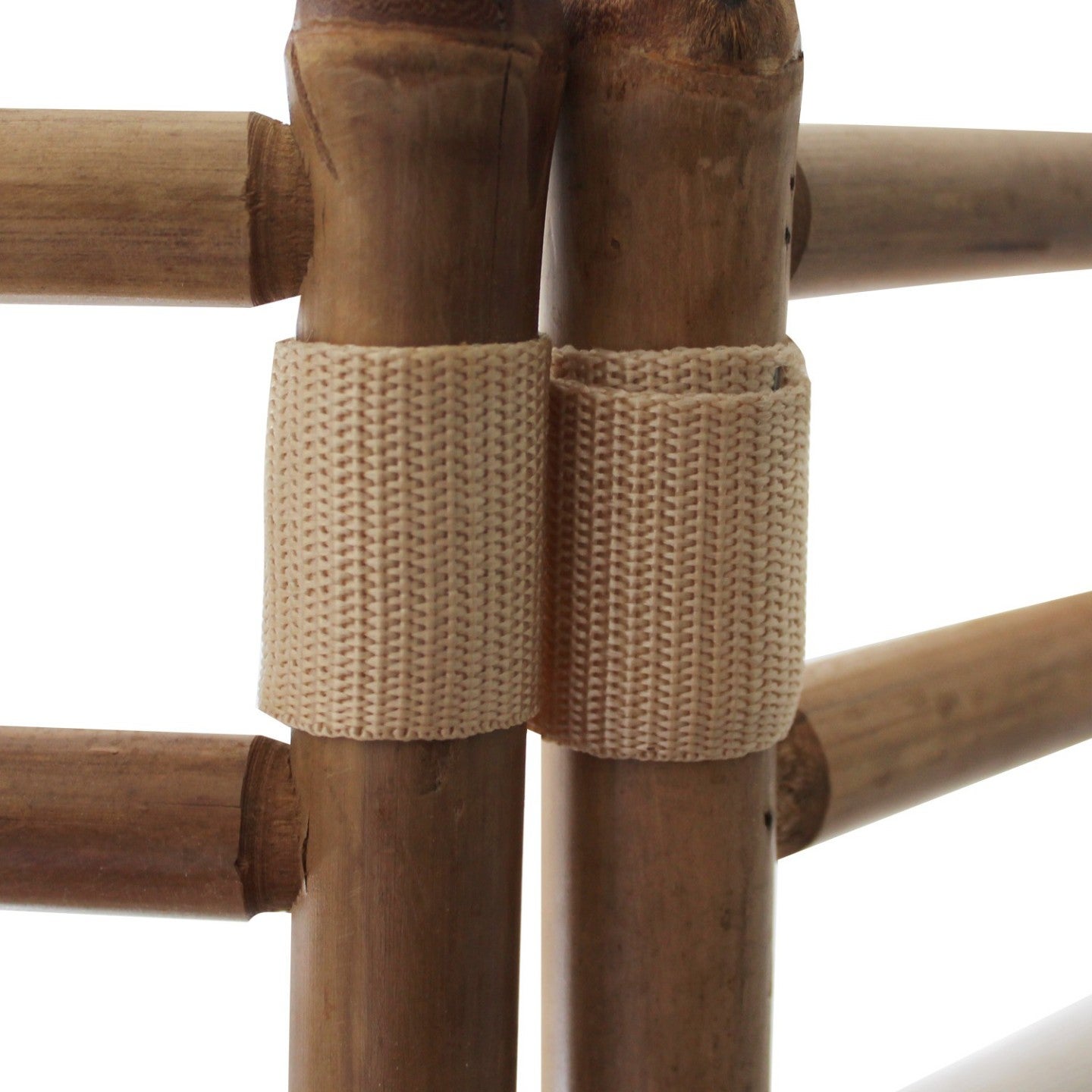 Paravent d'intérieur 4 panneaux en tissu blanc et bambou 160 x 160 cm - 4