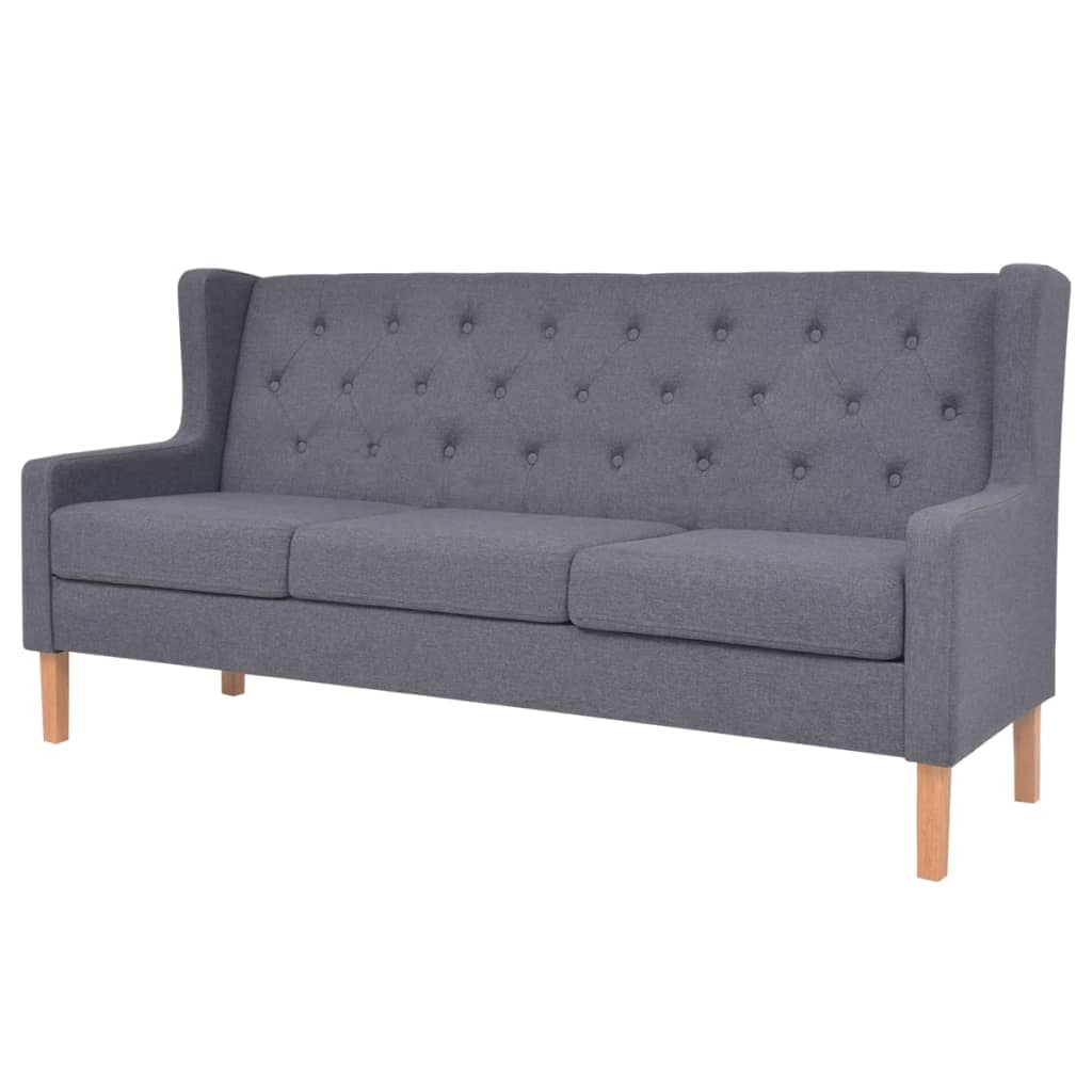 Vidaxl Gris Sofá De 3 Plazas Tela 180 X 68 X 90 Cm - Imagen 2