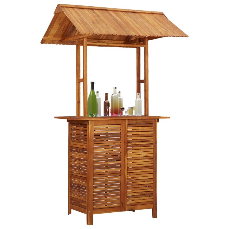 Mesa de bar jardín con tejado madera de acacia 122x106x217 cm | Leroy ...