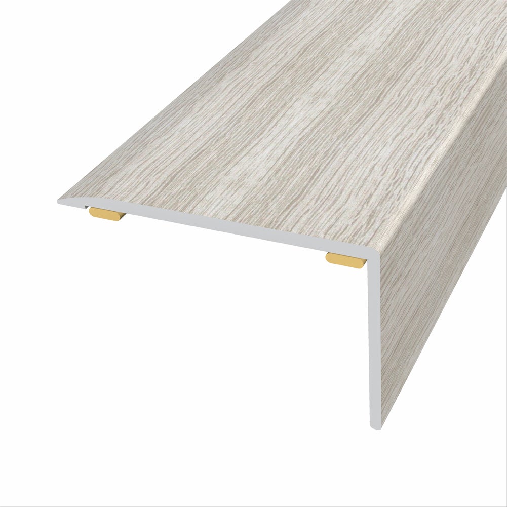 Nez de marche alu antidérapant adhésif coloris (73) chêne blanc gris Lg 135cm x larg 4cm x 2,5cm - 2