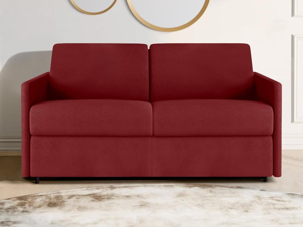 Canapé 2 places convertible express en tissu rouge - Couchage 120 cm ...