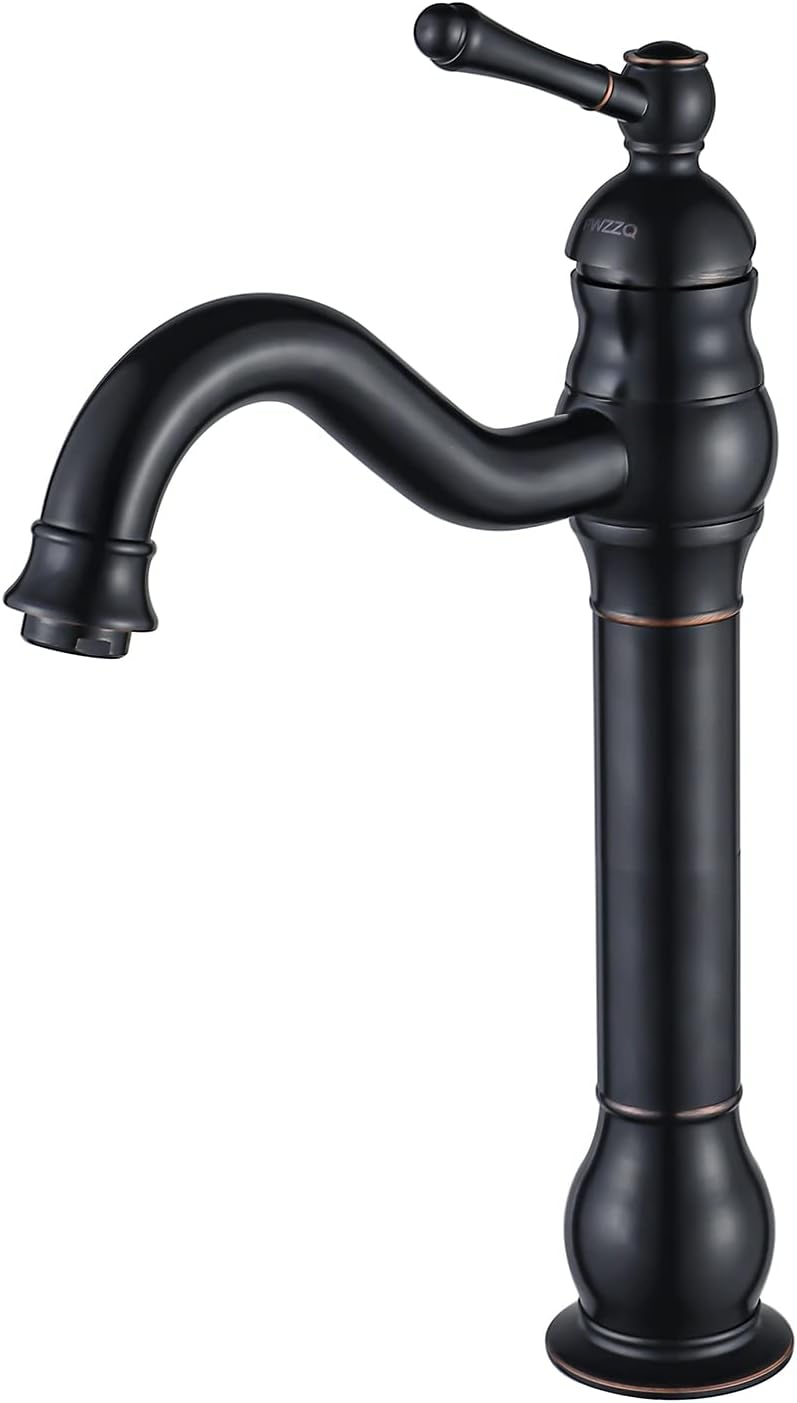 Czarny retro kran łazienkowy - 360° obrotowy wysoki kran umywalkowy - mosiężny kran mieszający