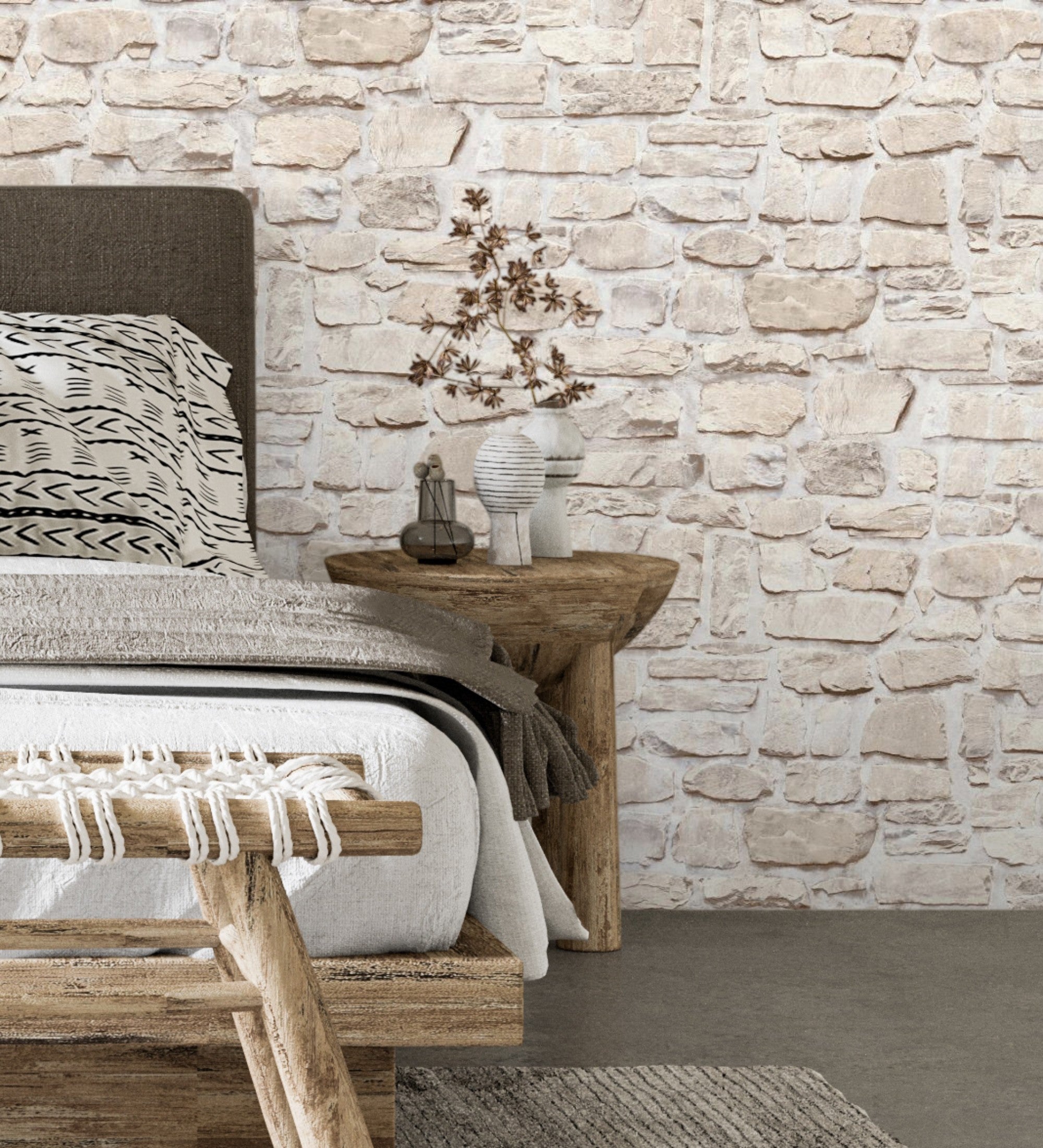Rouleau Papier Peint Intissé A.S. Creation – Pierre 388142 – Brun – 10,05 X 0,53 M