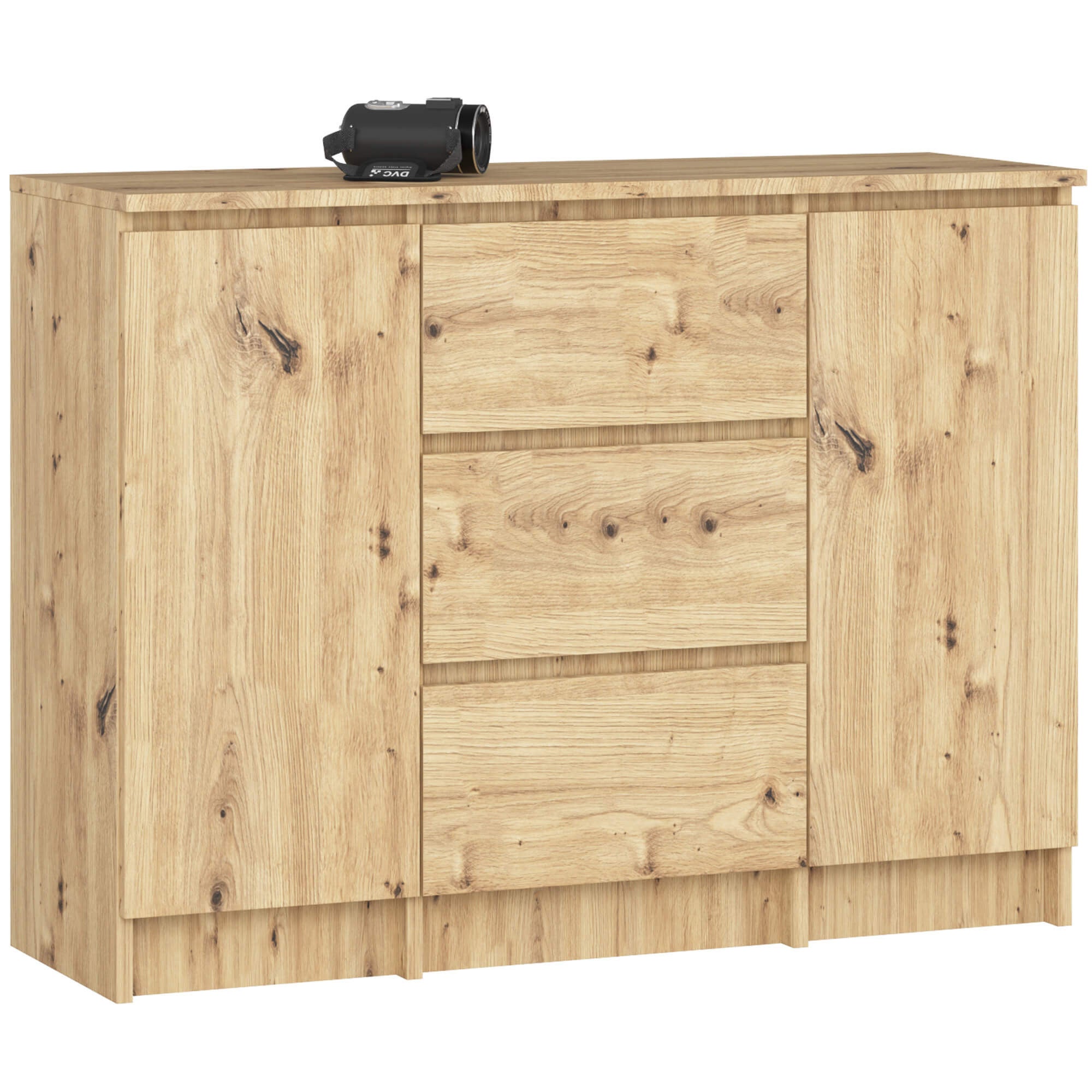 Komoda AKORD K100 kolor Dąb Artisan mat 101 cm 2 drzwi 3 szuflady 4 półki 101x35x76 cm