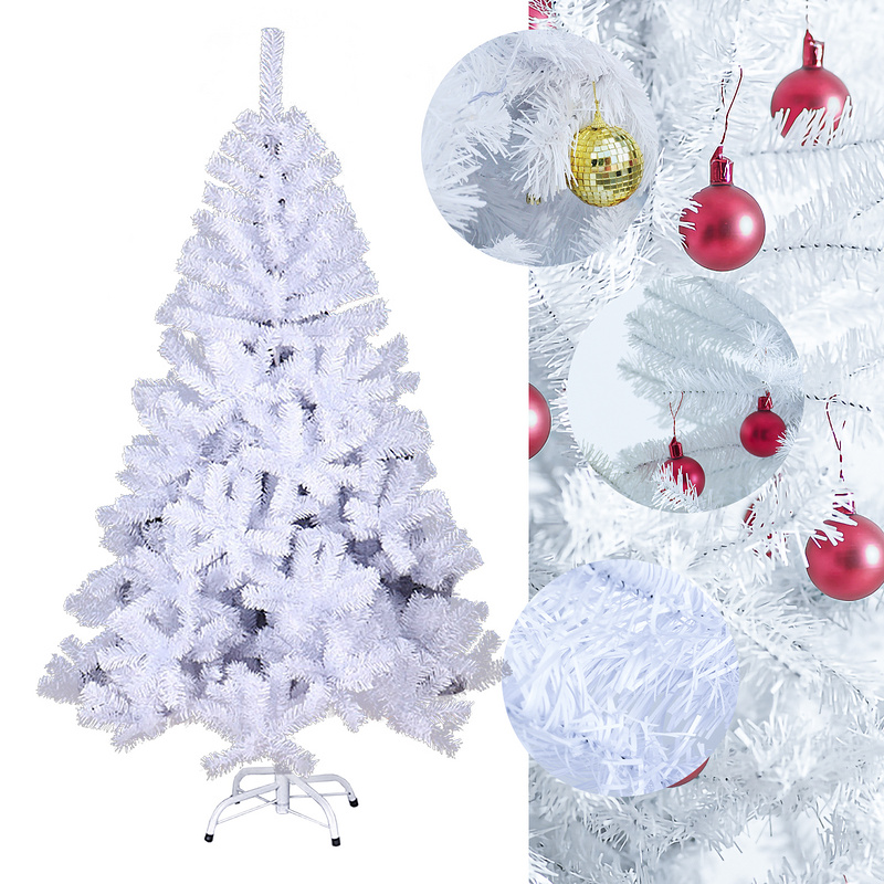 Árbol de navidad, árbol de navidad artificial para decoración navideña material de pvc con pata de metal 150 cm blanco