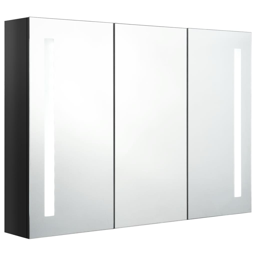 Maison Exclusive - Armadietto Bagno con SpeccMaison Exclusive - o e LED Nero Lucido 89x14x62 cm - 3
