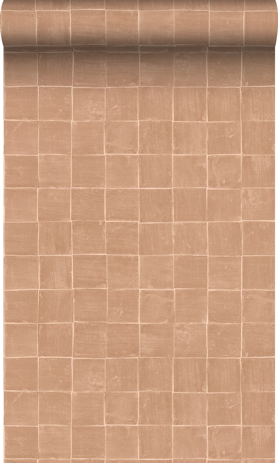 Tapeta flizelinowa z ekoteksturą motyw płytek jasnej terakoty - 50 x 900 cm - ORIGIN