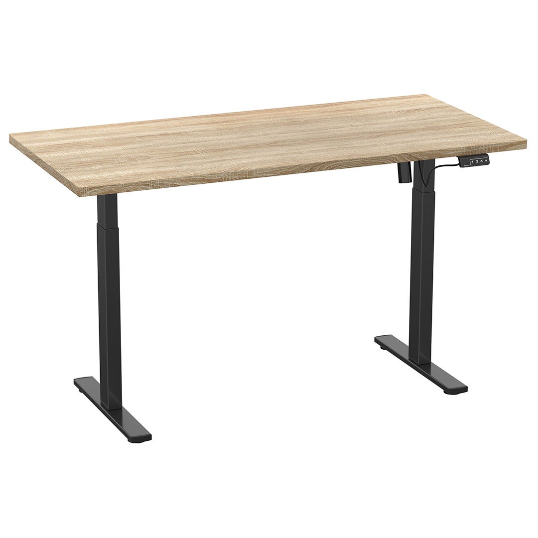 LonaE biurko elektryczną funkcją podnoszenia i opuszczania 160x80x71-120cm dąb dekor, czarny.