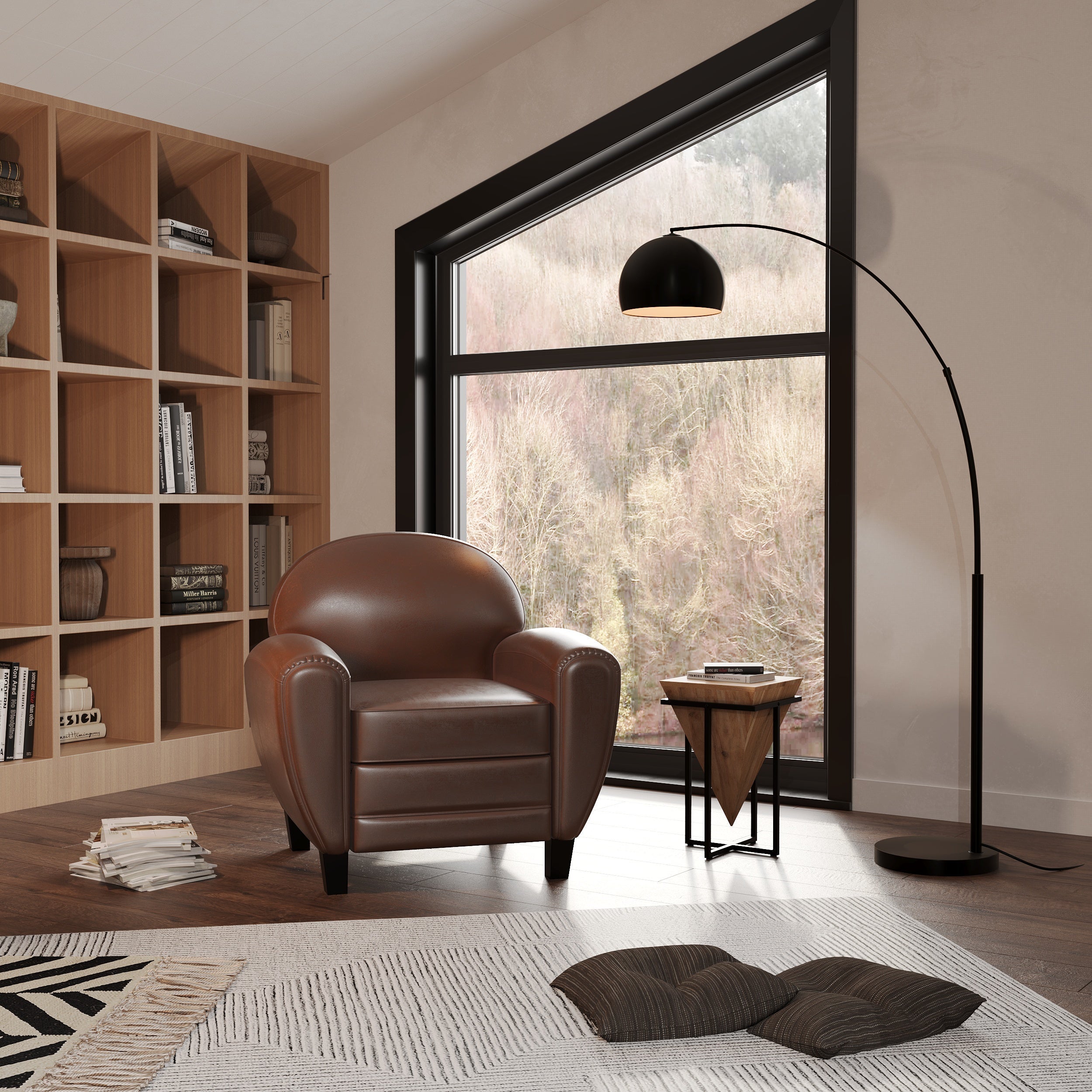 Fauteuil marron en croute de cuir enduite - Club - 2