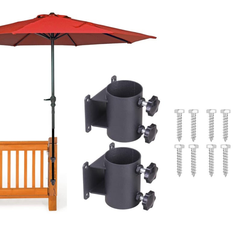 Lot de 2 supports de parasol de terrasse, support de parasol d'extérieur en aluminium pour balustrade de terrasse, balcon ou cour extérieure - 5