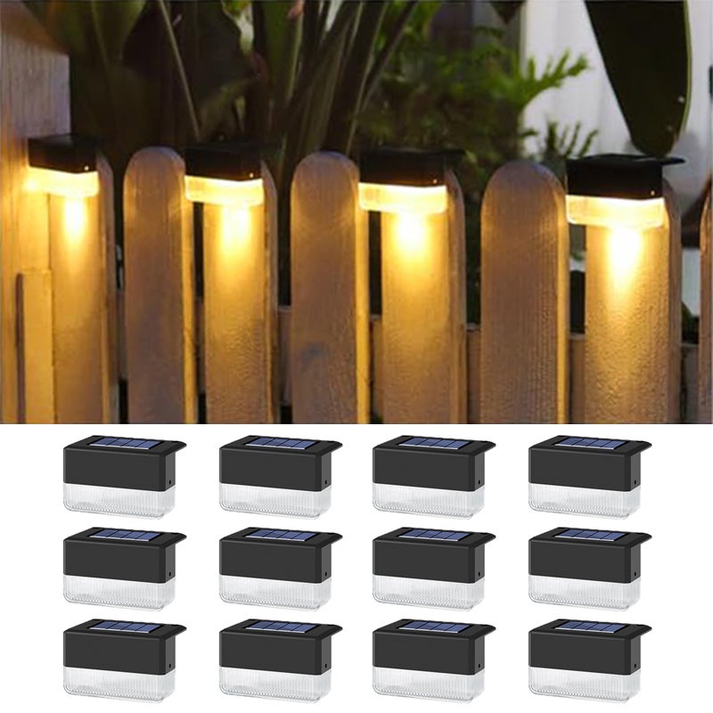 Zestaw 12 lamp solarnych do basenu, oświetlenie ścienne do schodów, ogrodzeń, balustrad, ciepłe światło