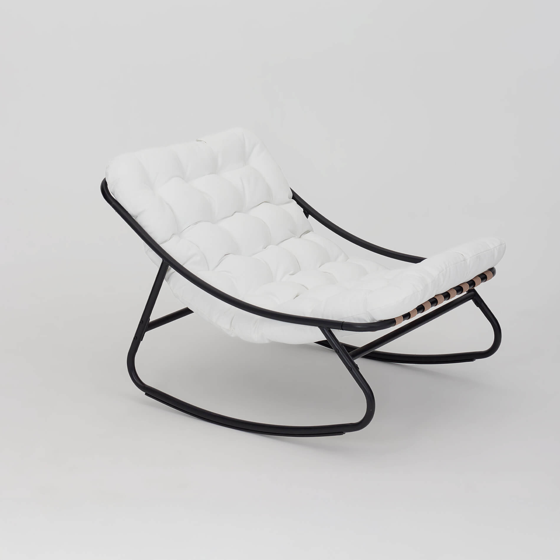 Fauteuil à Bascule Rebecca Mobili Qatran 74x78x101 Acier Polyester Blanc Gris Moderne - 4
