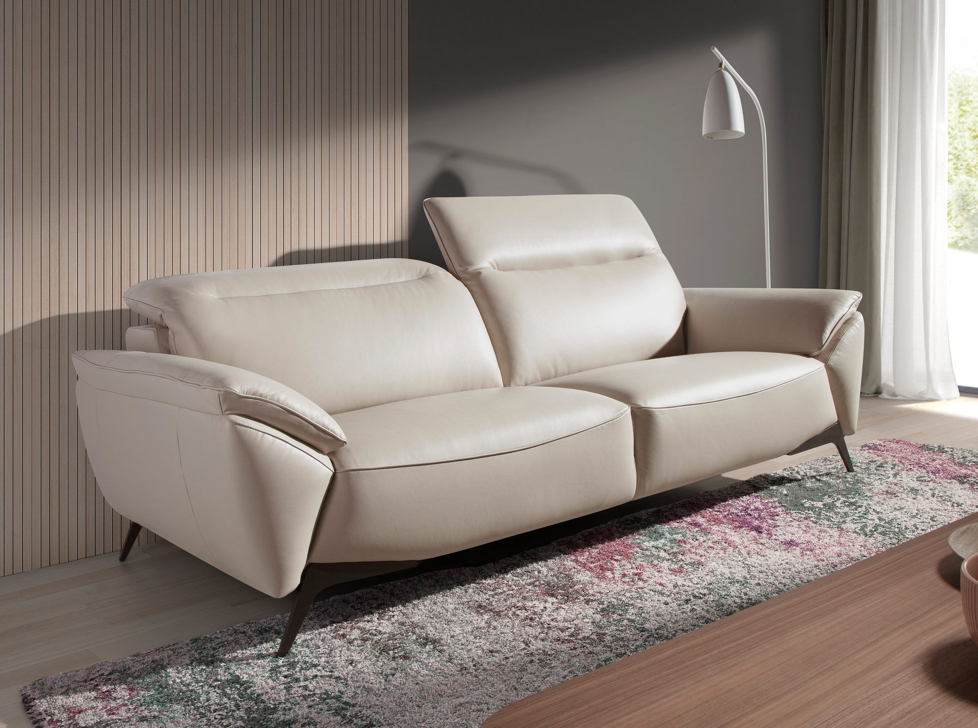 Sofá 3 plazas piel gris taupe 223 x 107 x 102 - 6