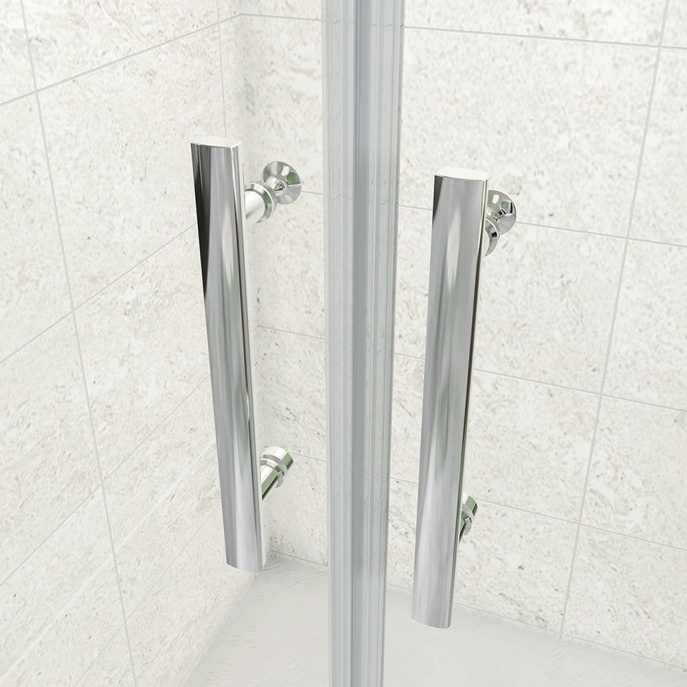 195 cm Box Doccia Angolare Porta Saloon 90 cm Parete Fissa 70 cm Vetro da 6 mm Temperato Anticalcare Barra Stabilizzatrice 45 cm Cromo Lucido - 4