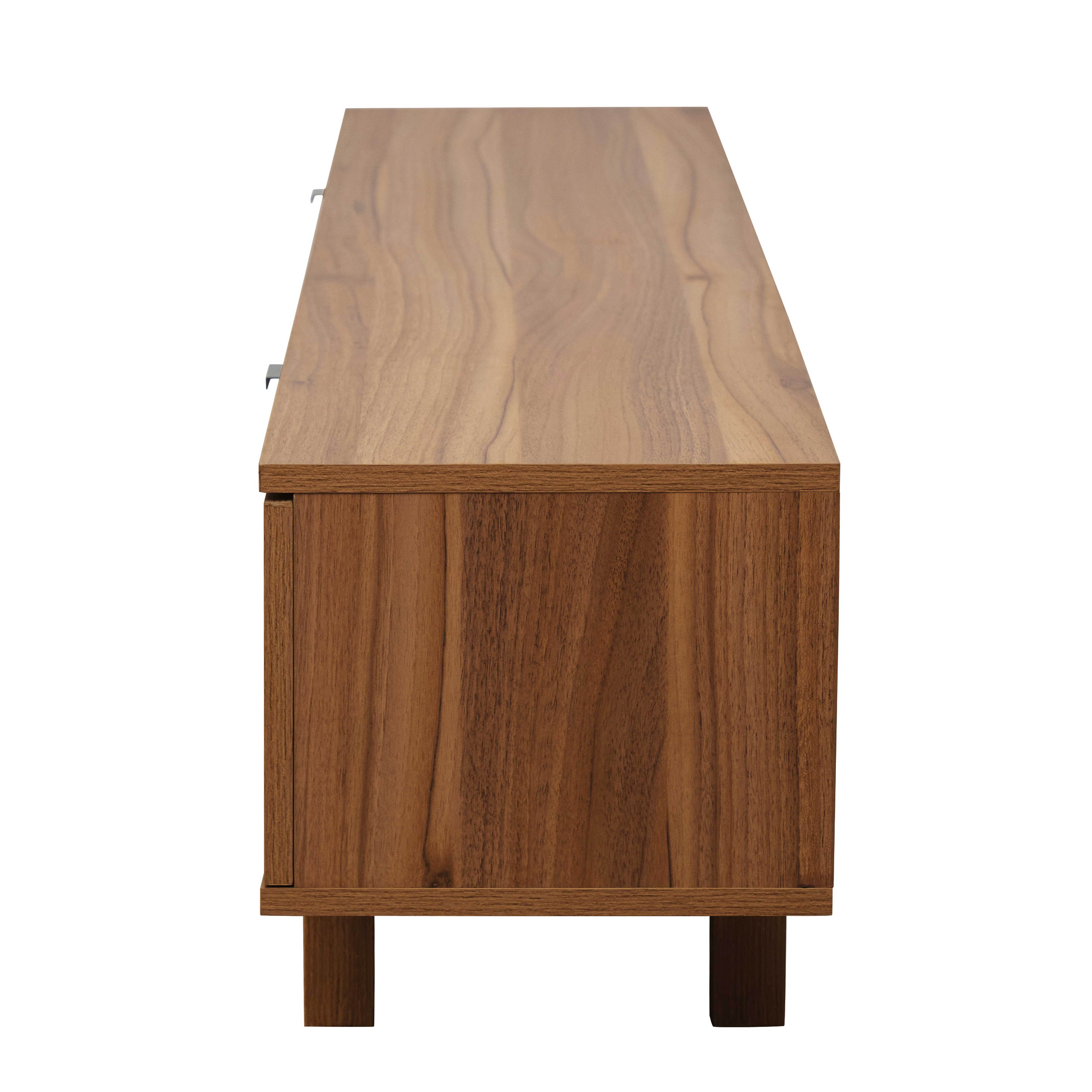 Meuble TV 2 portes rectangulaire L160 cm bois foncé - 4