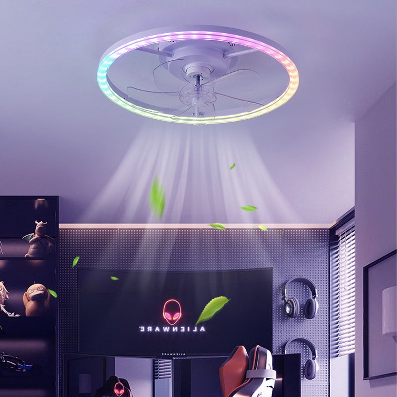 Ventilateurs de plafond avec application de lumières et télécommande, ventilateur de plafond encastré à intensité variable, 6 vitesses de vent, RVB - 2