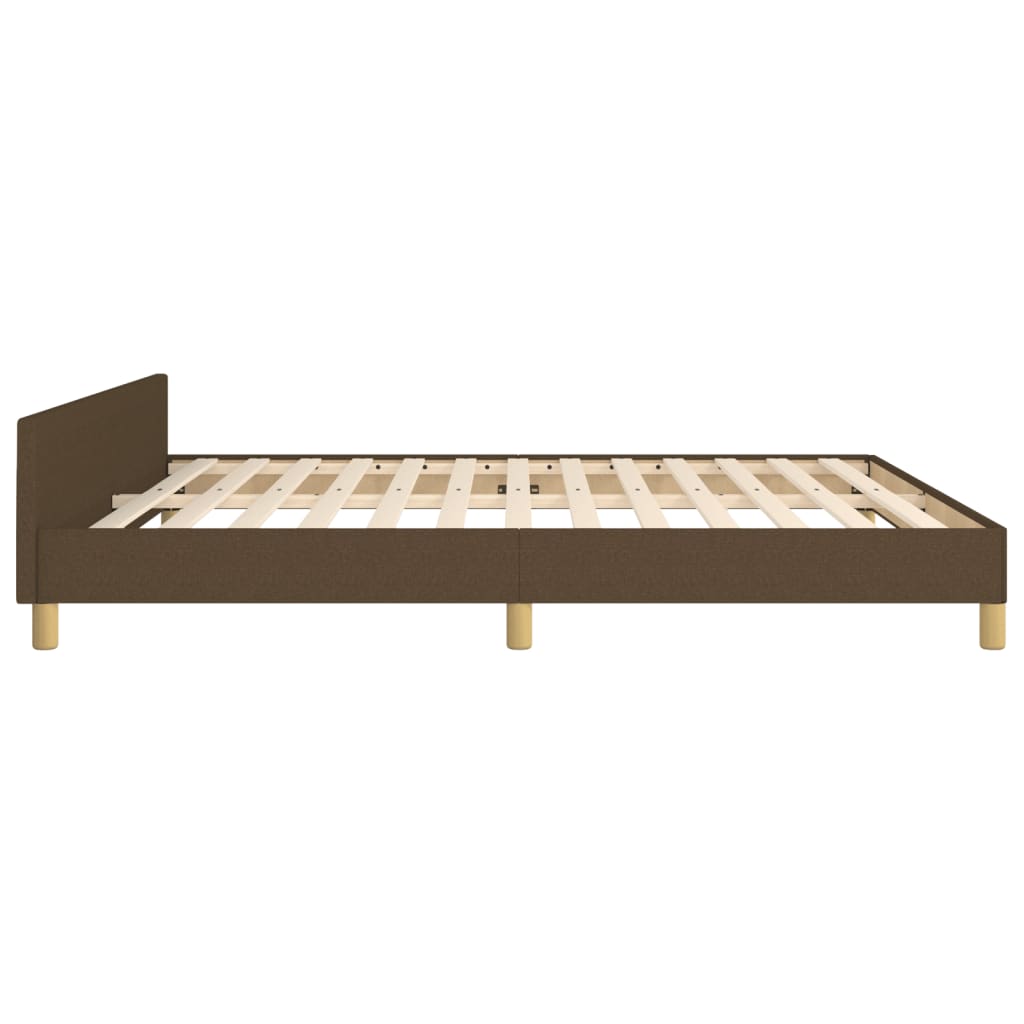 Cadre de lit sans matelas marron foncé tissu - 7