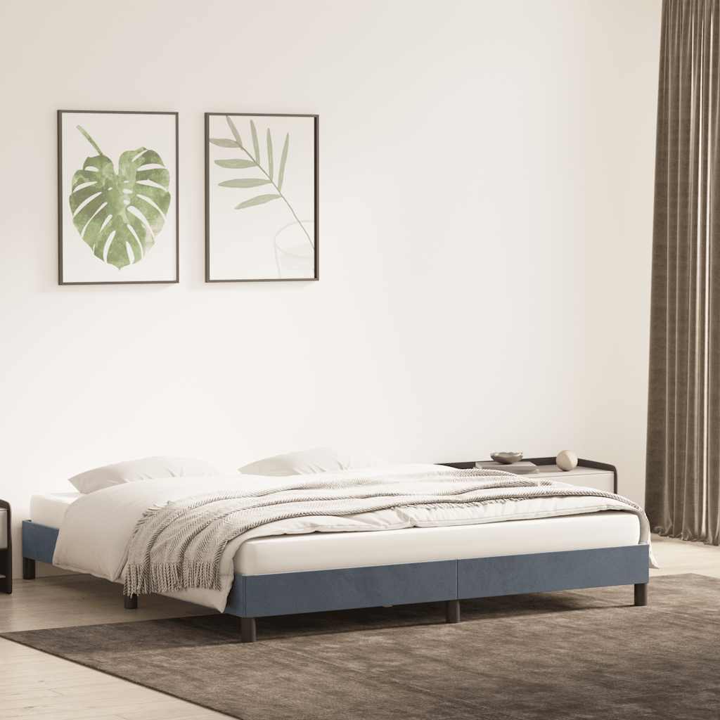 Cadre de lit sans matelas velours gris foncé 200x220cm - 4
