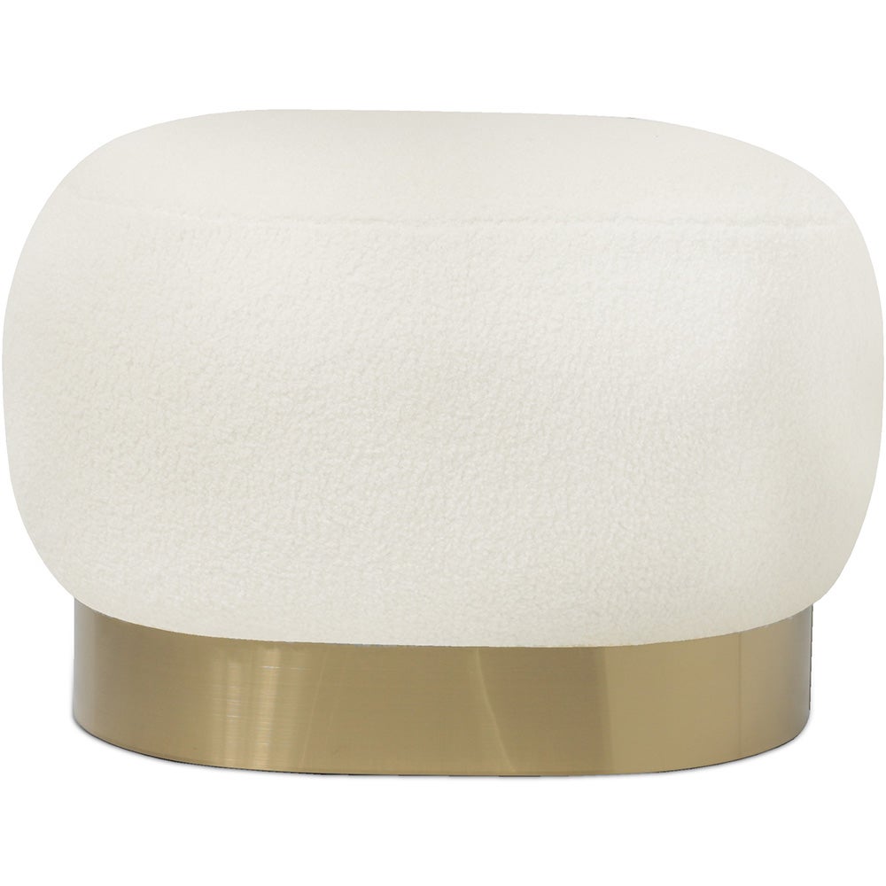 Iconik Interior Puff En Bouclé/ Banco De Tocador Taburete Bajo, Premium Blanca/Dorado , Leroy Merlin