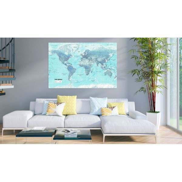 Tableau Cartes du monde World Map: Sky Blue World 120x80 cm - 2