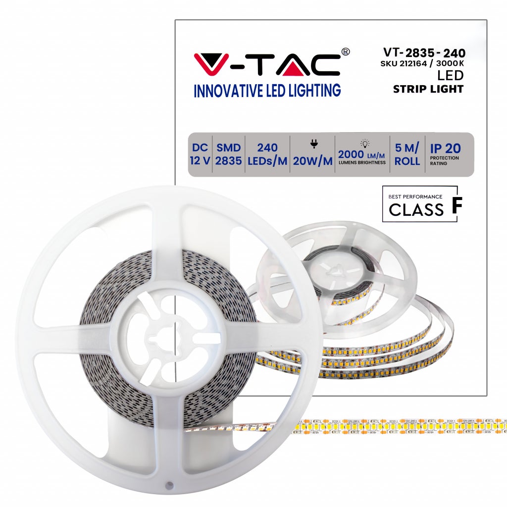 Taśma LED SMD2835 20W/m 5m 240 LED/m 2000Lm/m 12V 3000K IP20 10mm