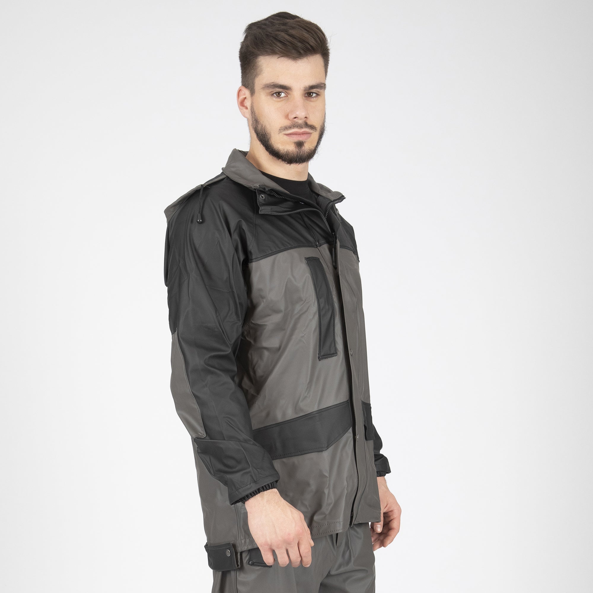 Veste De Pluie CANALI Homme – Taille 50 (M US) – Grise, Avec Bavoir Amovible, Neuve