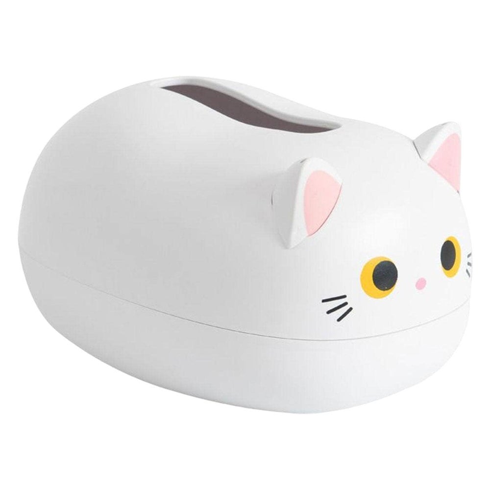 Pudełko na chusteczki z motywem kota z kreskówkową kreskówką (białe), pojemnik na chusteczki, pudełko na wykałaczki z kocimi uszami