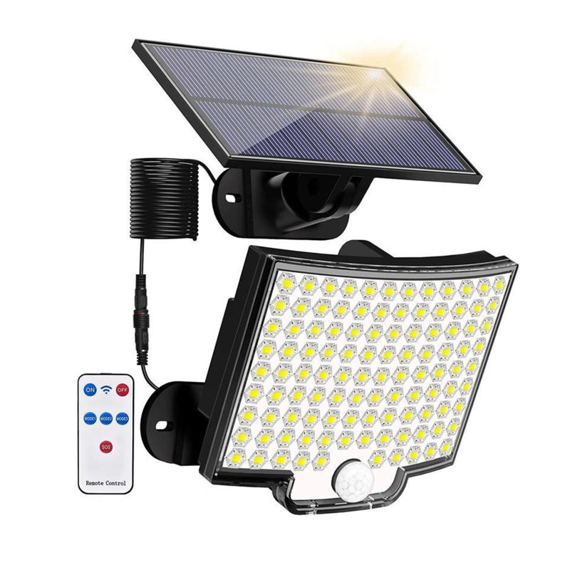 Zewnętrzna solarna lampa ścienna 20W 800 lumenów z czujnikiem i pilotem 1800mAH