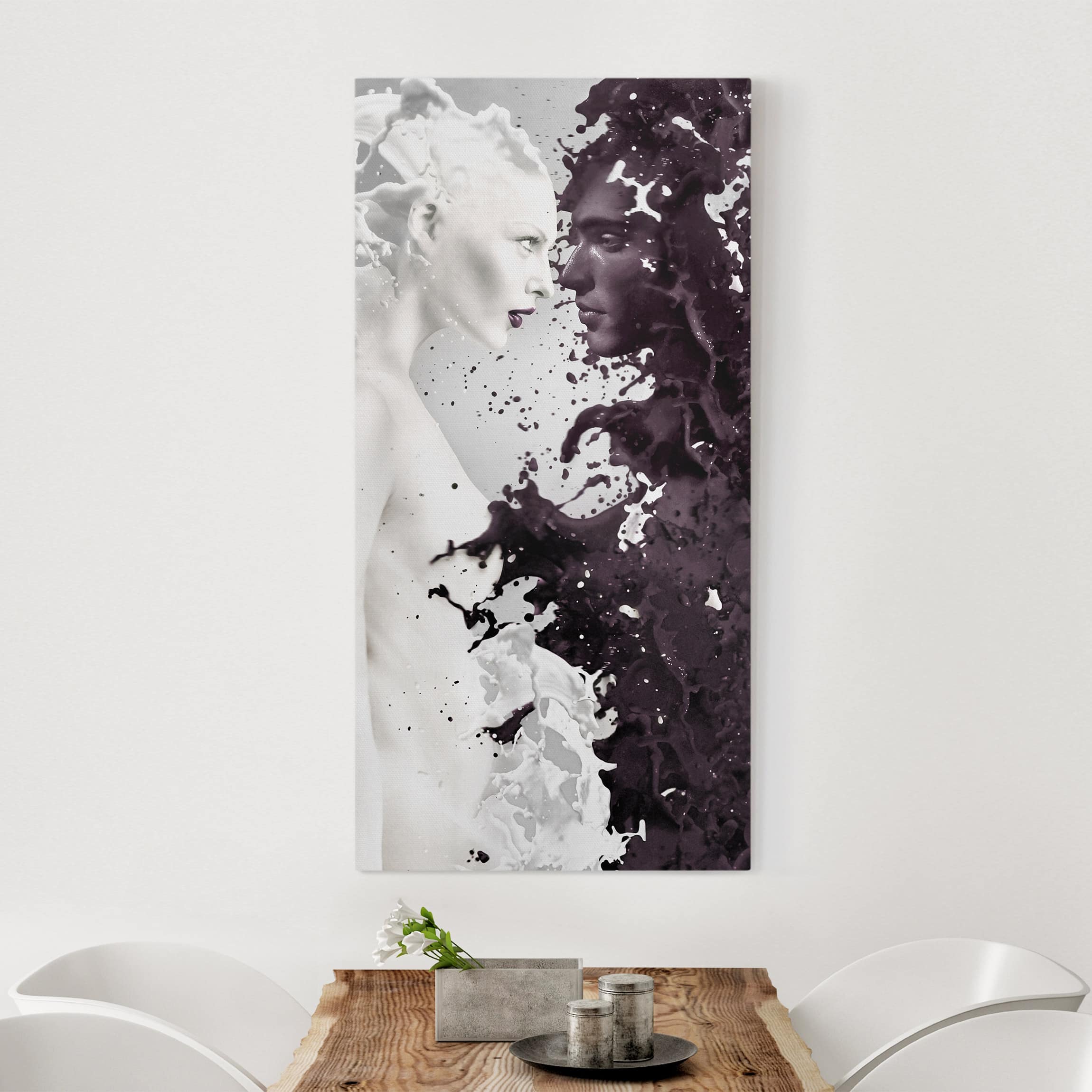 Lienzo cuadro en lienzo bastidor impresion en lienzo negro culinario café gente mujer fotomontaje 50 dormitorio salón pasillo 60 x 120 cm
