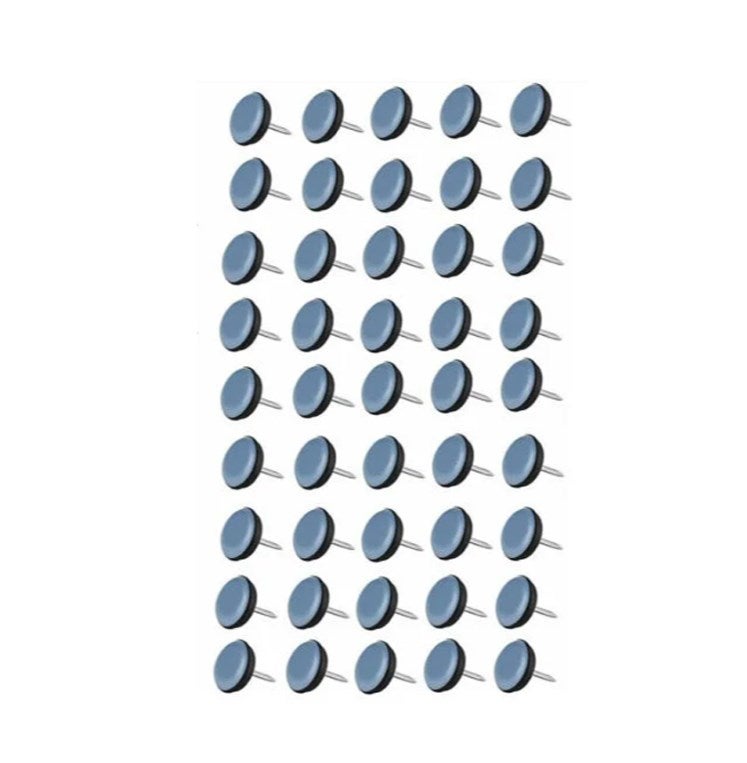 50 podkładek teflonowych na krzesła z gwoździami (19 mm), okrągłych, filcowych.